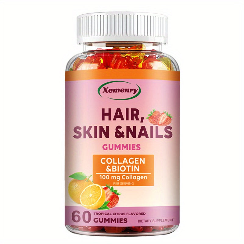 Hair Growth & Nail Strengthening Supplements - 60 Capsules with Collagen, Biotin & Vitamins