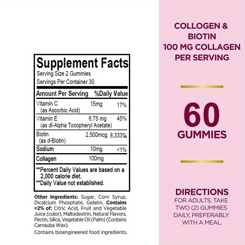 Hair Growth & Nail Strengthening Supplements - 60 Capsules with Collagen, Biotin & Vitamins