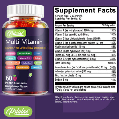 Premium Antioxidant Multivitamin - 60 Capsules for Healthy Hair, Skin, Nails & Brain Support